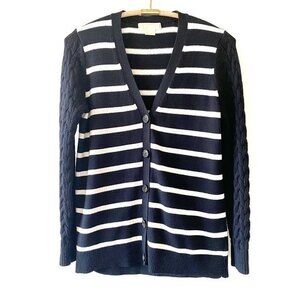 MICHAEL Michael Kors Striped Button front Angora Blend Cardigan  MP